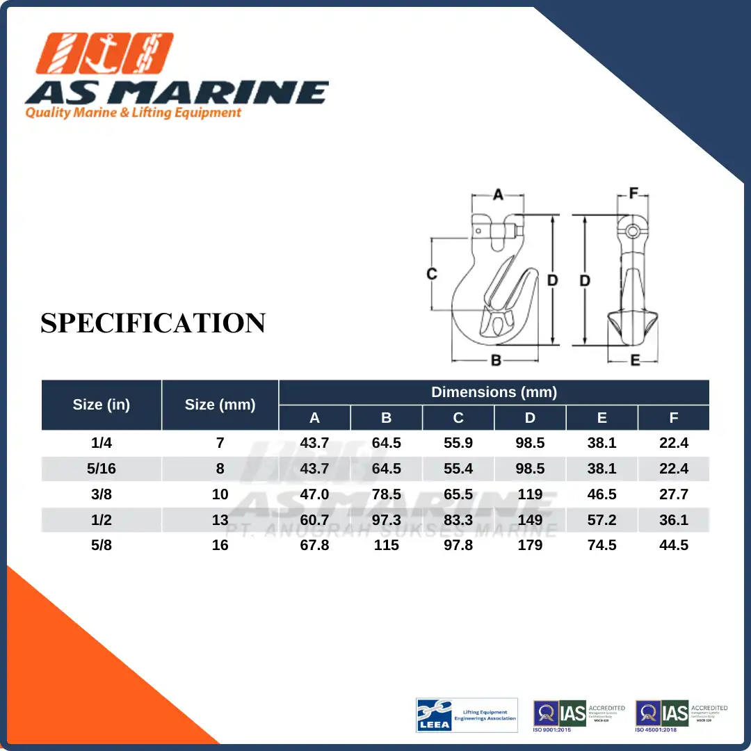 Specification A1338 Crosby USA
